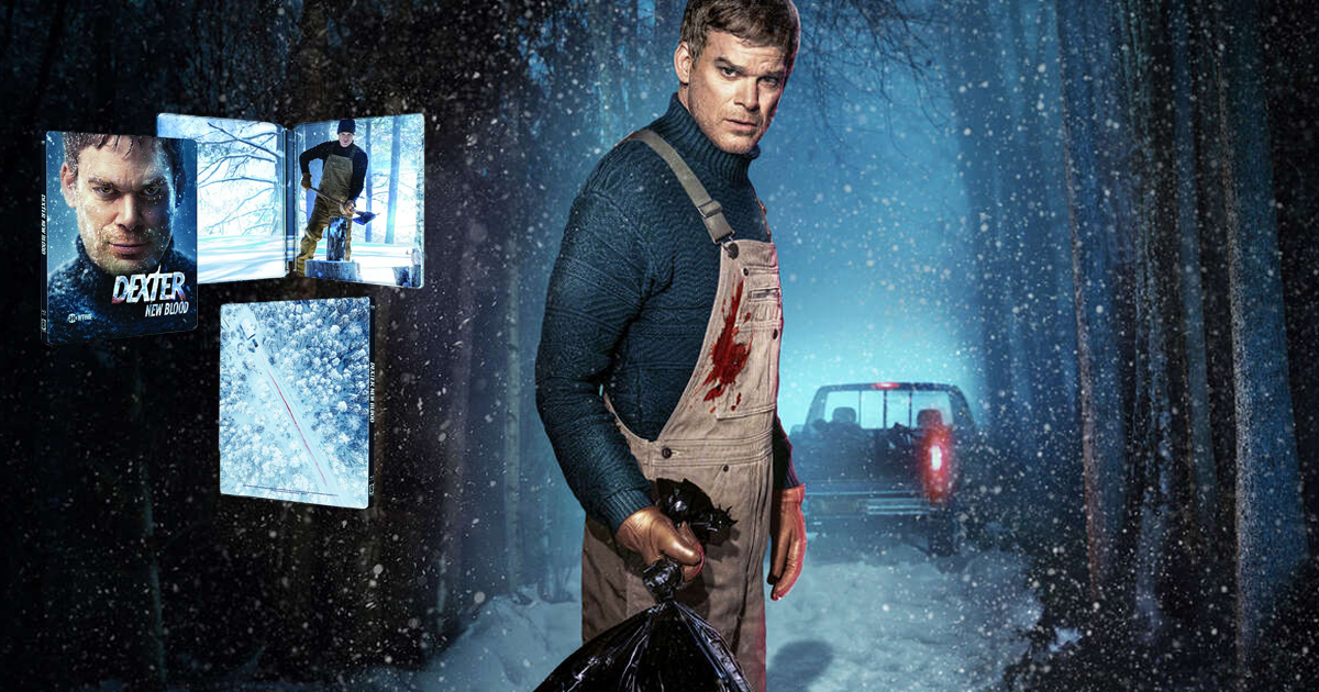 il cofanetto home video di dexter new blood sopra un'imagine della serie - nerdface