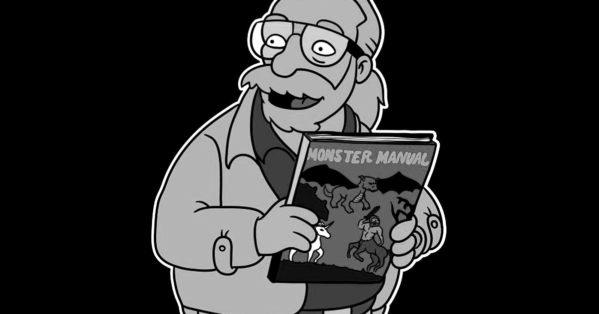 il gary gygax di futurama tiene in mano il manuale dei mostri - nerdface