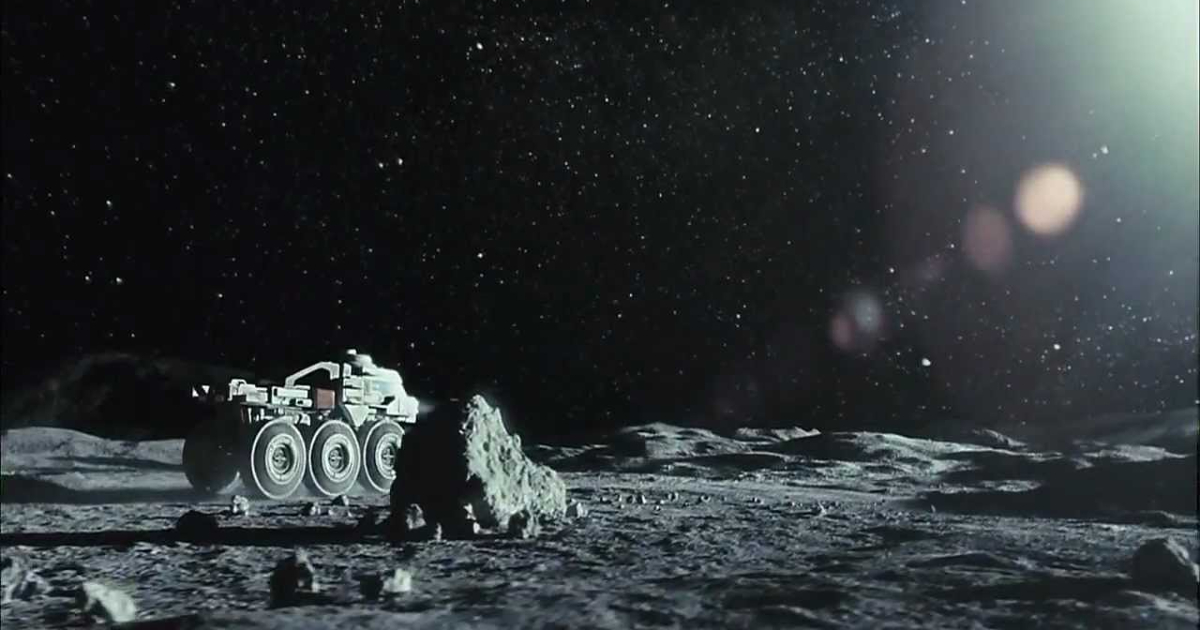 un rover solaca la superficie lunare in moon - nerdface
