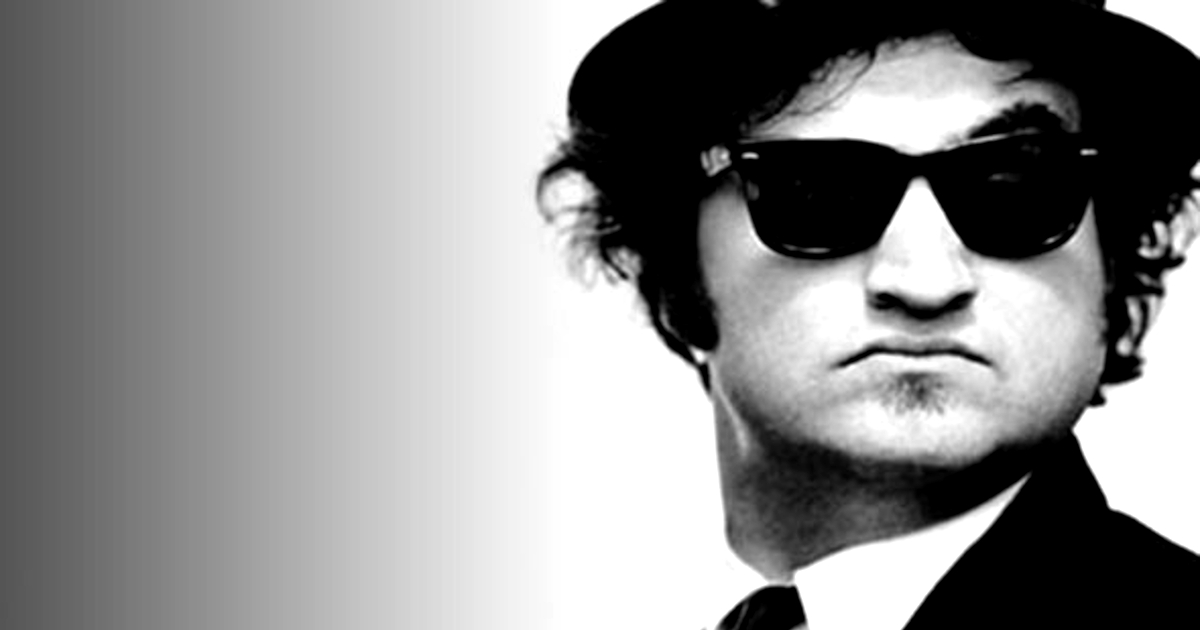 john belushi con rayban e borsalino nero in blues brothers - nerdface