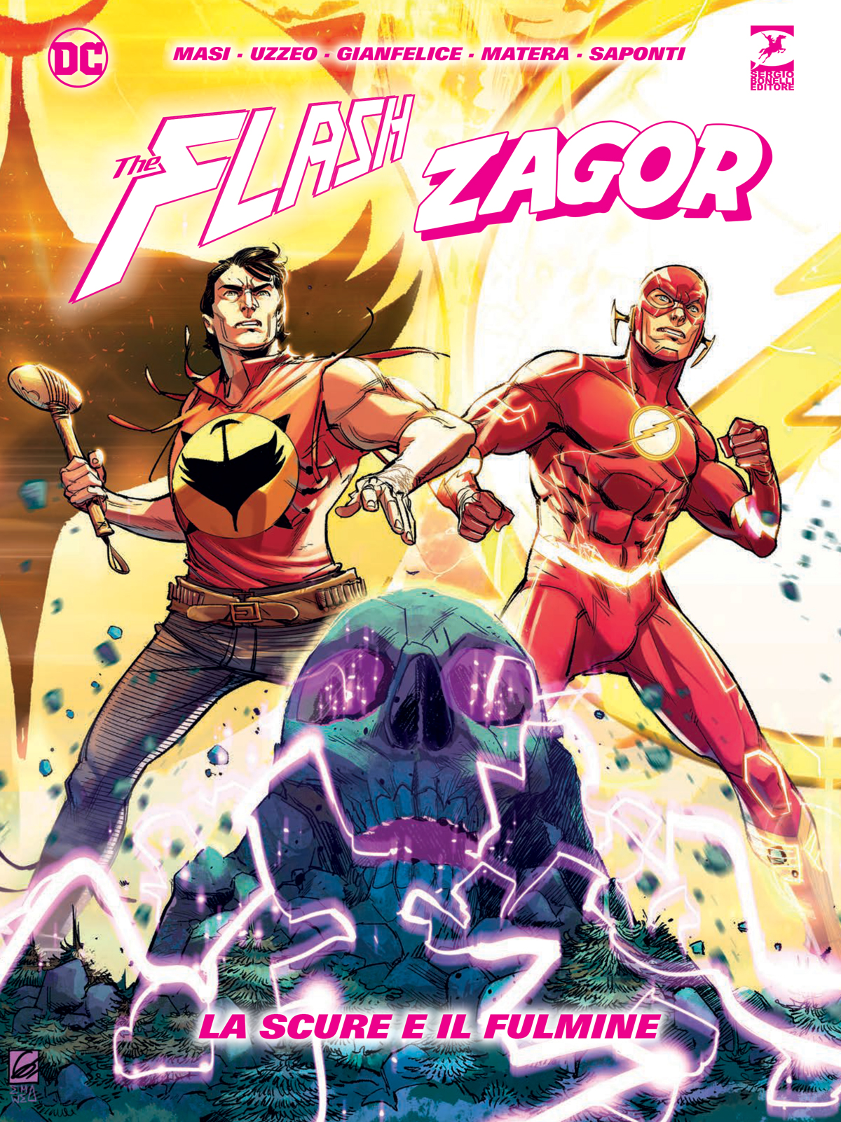 zagor e flash in primo piano nella copertina del volume unico che li vede protagonisti - nerdface