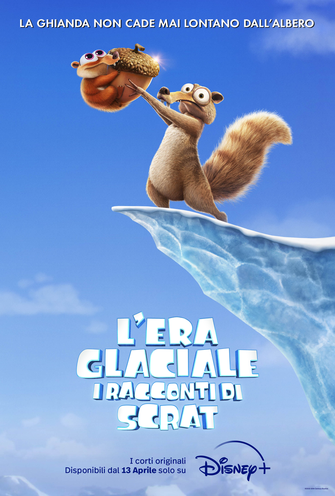 scrat e suo figlio nel poster de l'era glaciale i racconti di scrat - nerdface