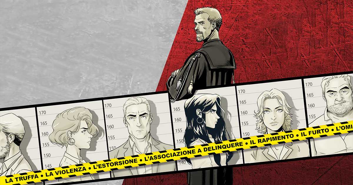 il protagonista di 7Crimini in un'immagine promozionale della serie a fumetti - nerdface
