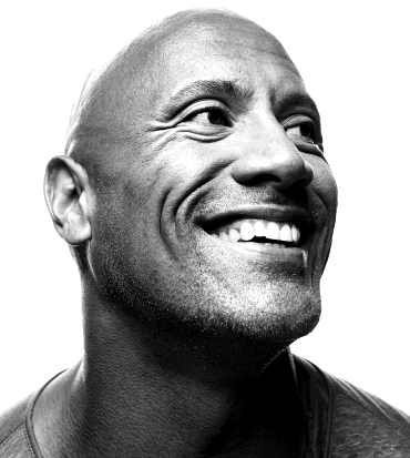 the rock dwayne johnson sorride in una bella foto in bianco e nero - nerdface