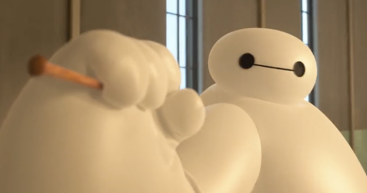 baymax ha appena afferrato un paletto con la mano - nerdface