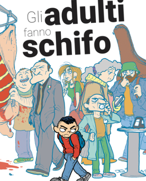 un bambino cammina schifato tra una serie di adulti - nerdface