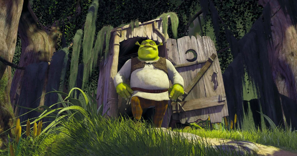 shrek esce fiero dalla sua casa nell'albero - nerdface