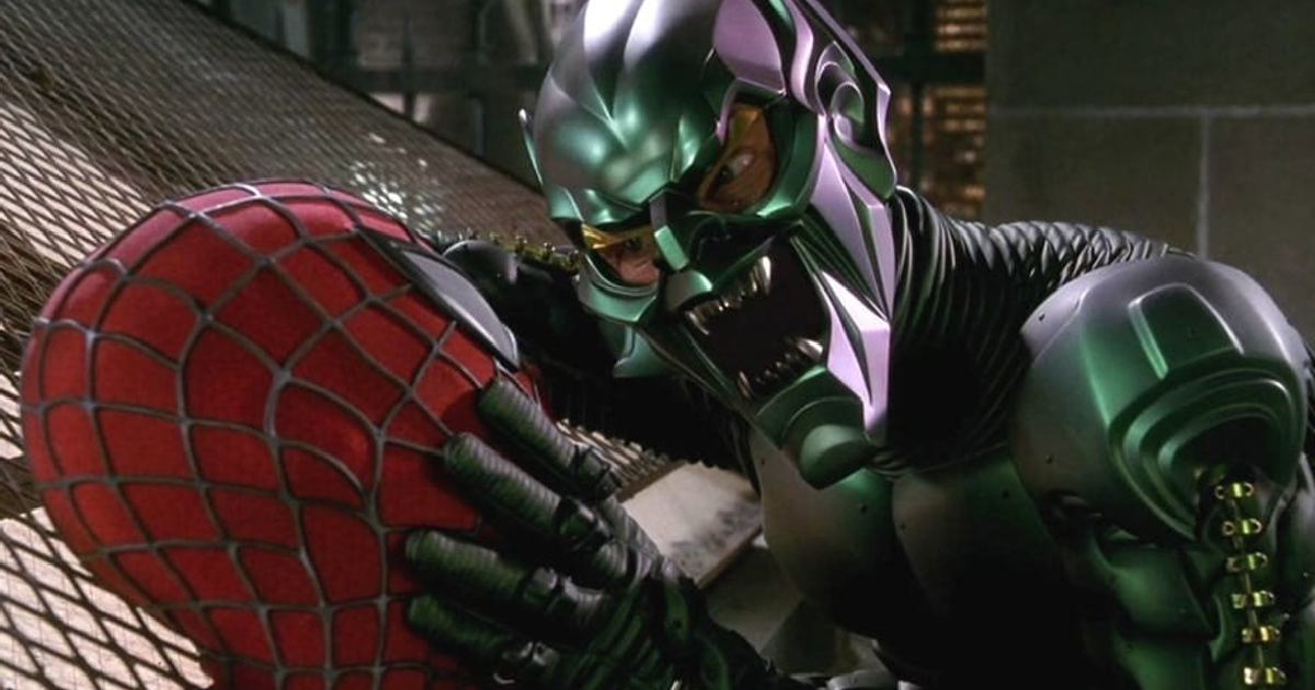 il green goblin afferra il volto di spider-man e lo schiaccia contro una grata - nerdface