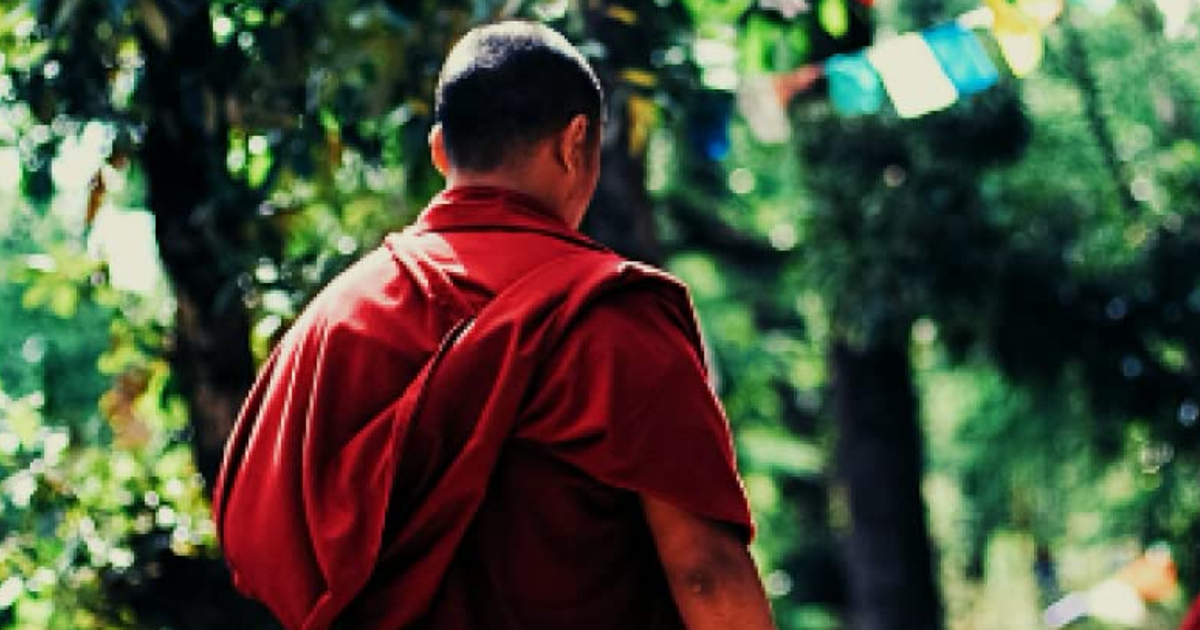un monaco di spalle è al centro della copertina di a due passi dal tibet - nerdface
