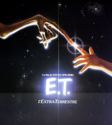 il poster originale di e.t. l'extraterrestre ricorda la cappella sistina con il dito dell'alieno e dell'umano a sfiorarsi - nerdface