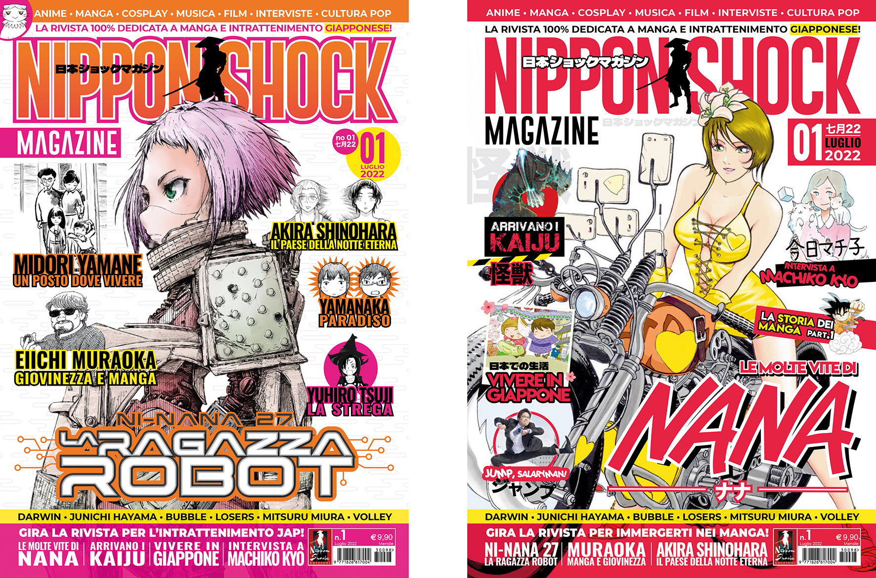 le due cover del primo numero di nippon shock magazine - nerdface
