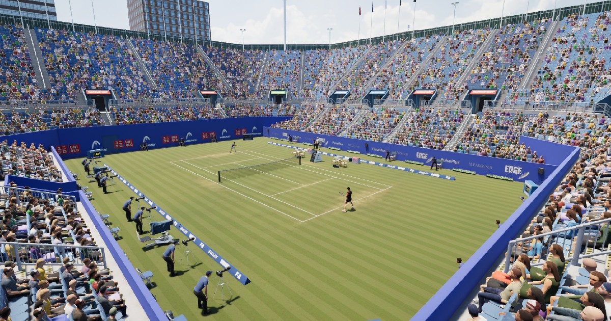 uno stadio gremito per una partita di tennis - nerdface