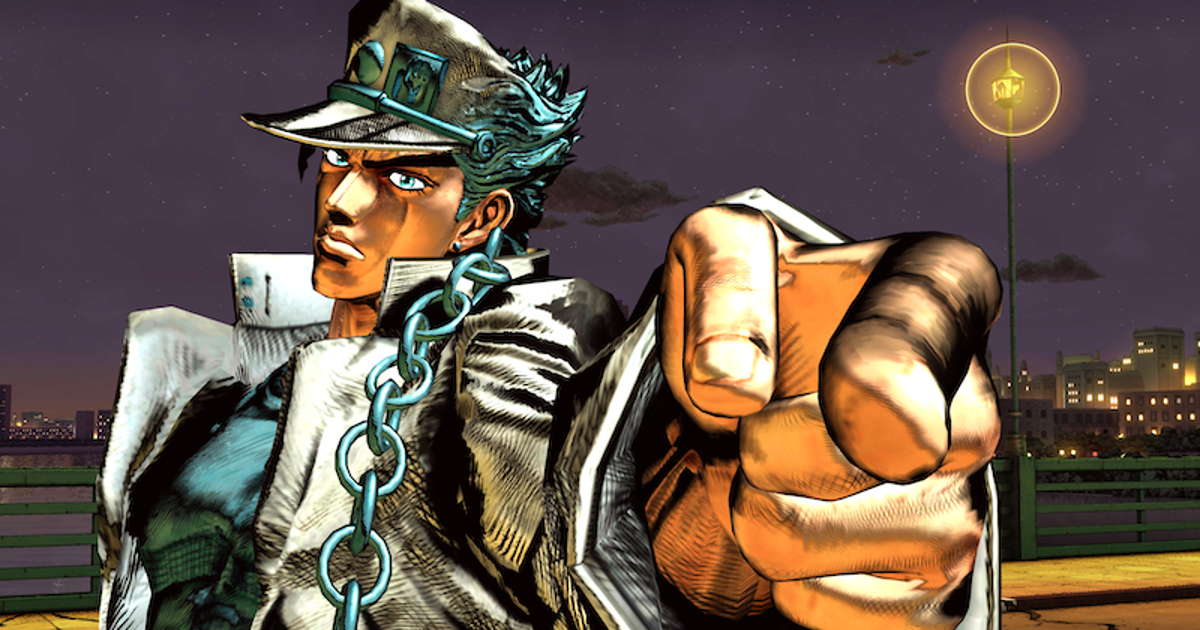 un personaggio di jojo's bizarre adventures punta il dito contro un avversario - nerdface