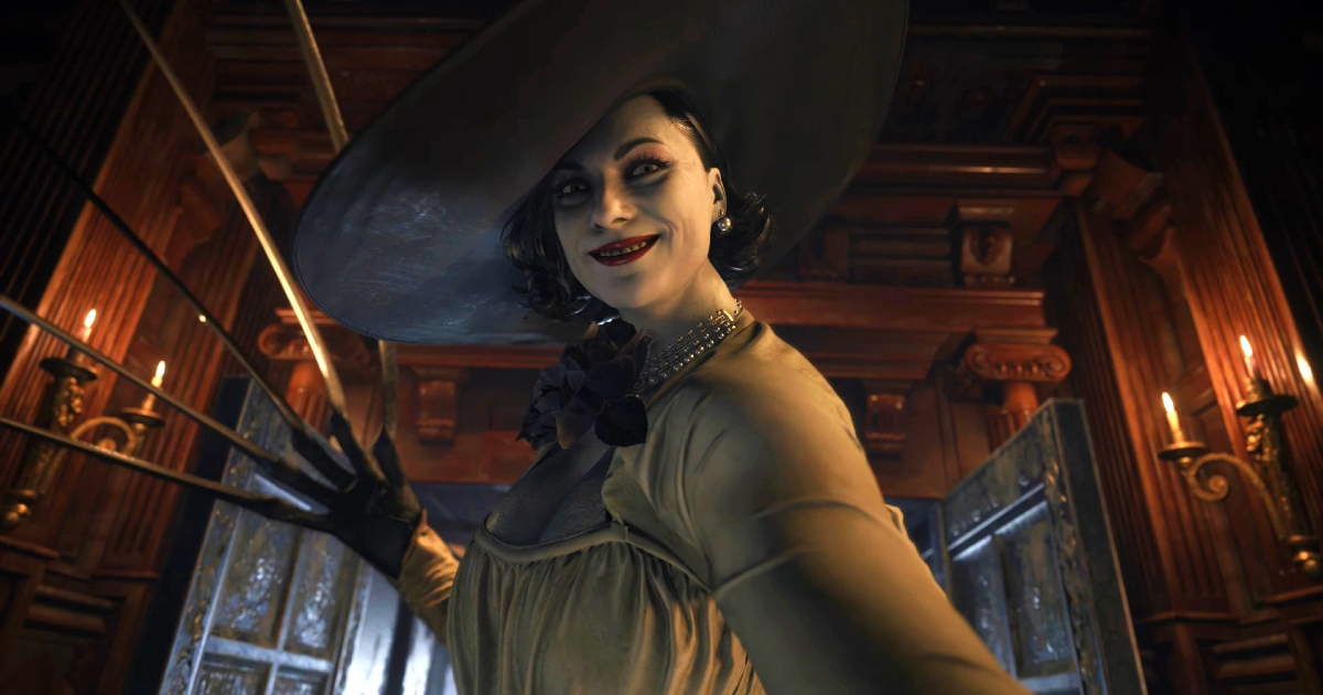lady dimitrescu si appresta ad infilzare il protagonista di Resident Evil Village con le sue unghie - nerdface