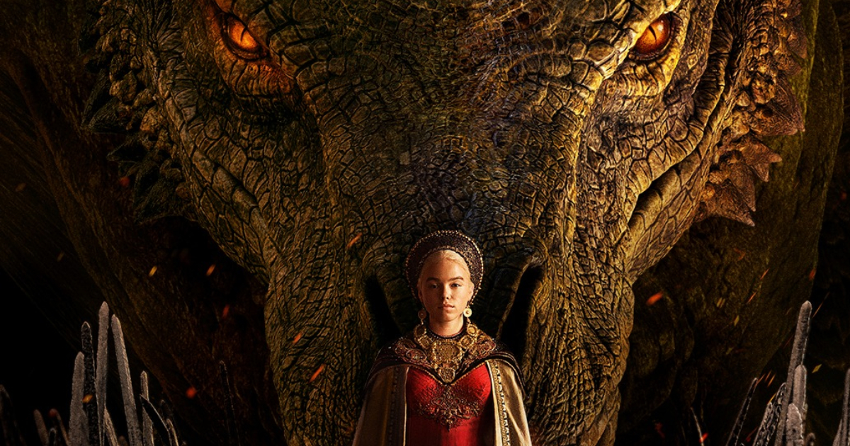 Rhaenyra Targaryen è davanti ad un drago nel poster di house of the dragon - nerdface