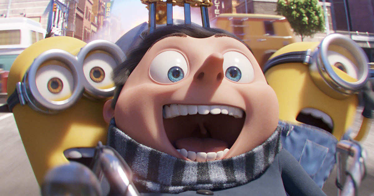 gru e due minion sfrecciano su una moto in un'immagine del film minions 2 - nerdface