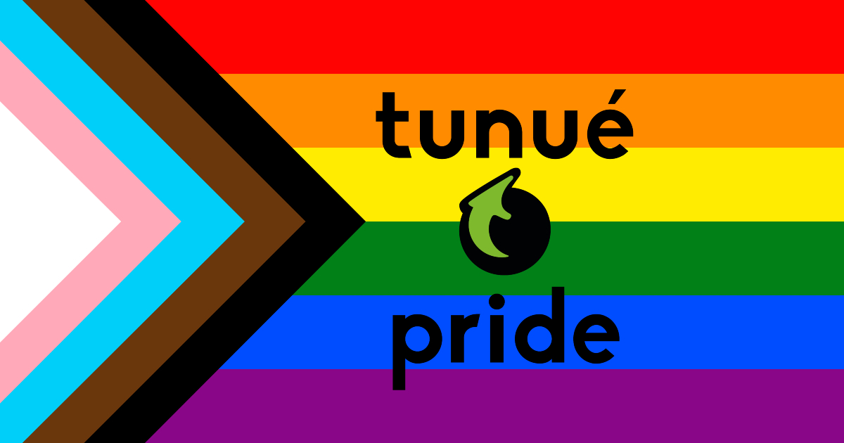 il logo di tunué sulla bandiera lgbtqi+ - nerdface