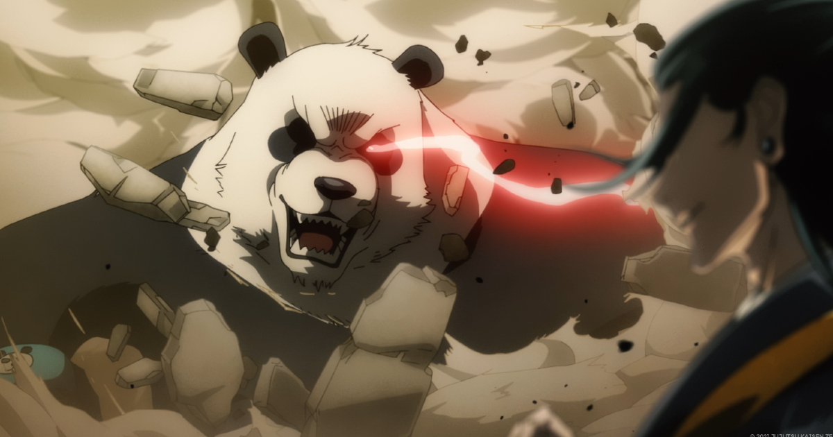 in jujutsu kaisen il panda antropomorfo sta per attaccare qualcuno - nerdface
