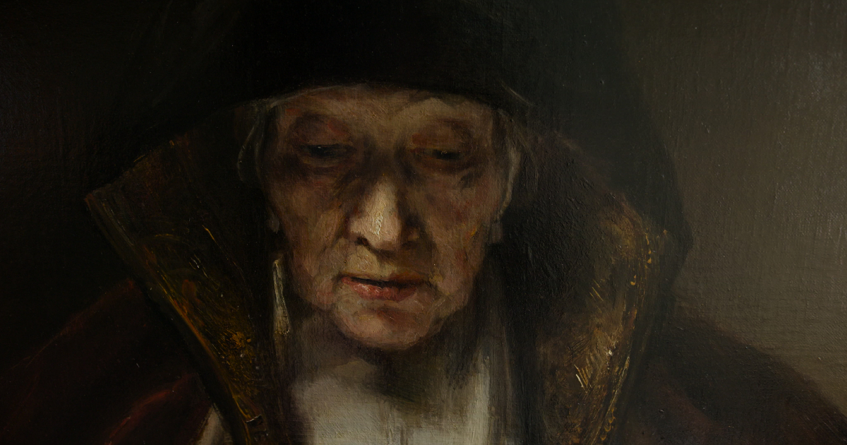 una dei protagonisti de il mio rembrandt, il dipinto della vecchia leggente - nerdface