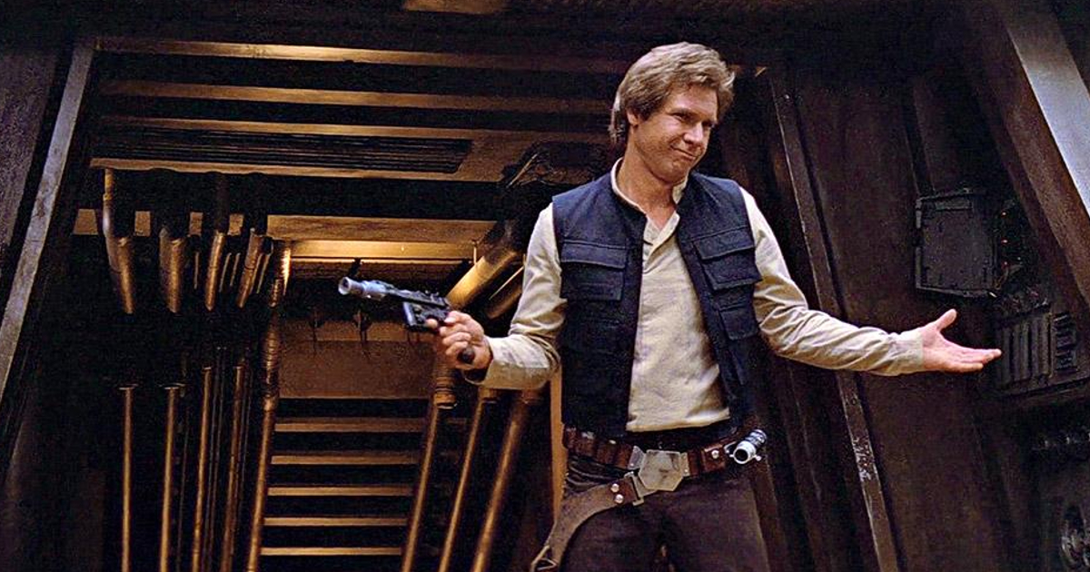 harrison ford è han solo e allarga le braccia con fare presuntuoso - nerdface