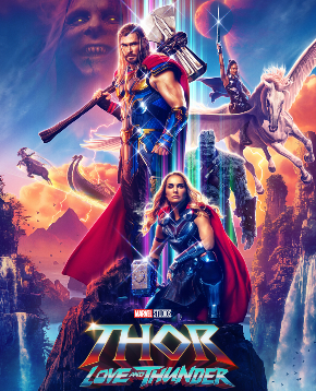 tutti i personaggi di thor love and thunder nel poster del film - nerdface