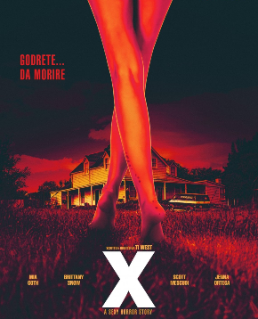 due gambe affusolate di fronte a un ranch sono il poster di x a sexy horror story - nerdface