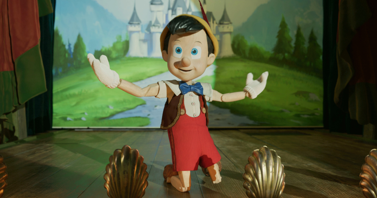 pinocchio è sul palco di un teatro - nerdface