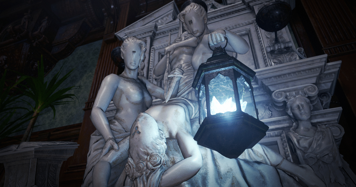 tre statue ciclopiche in resident evil - nerdface