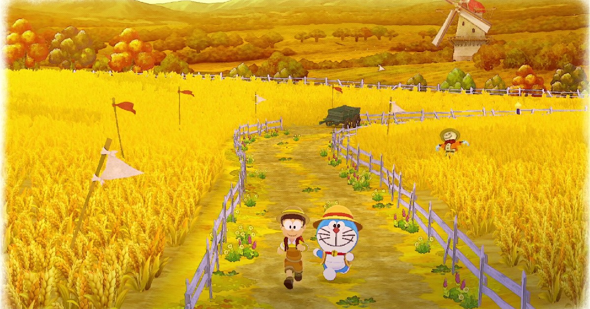 doraemon e nobita camminano tra campi di grano - nerdface