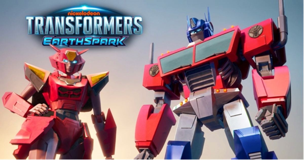 optimus prime nel banner di transformers earthspark - nerdface