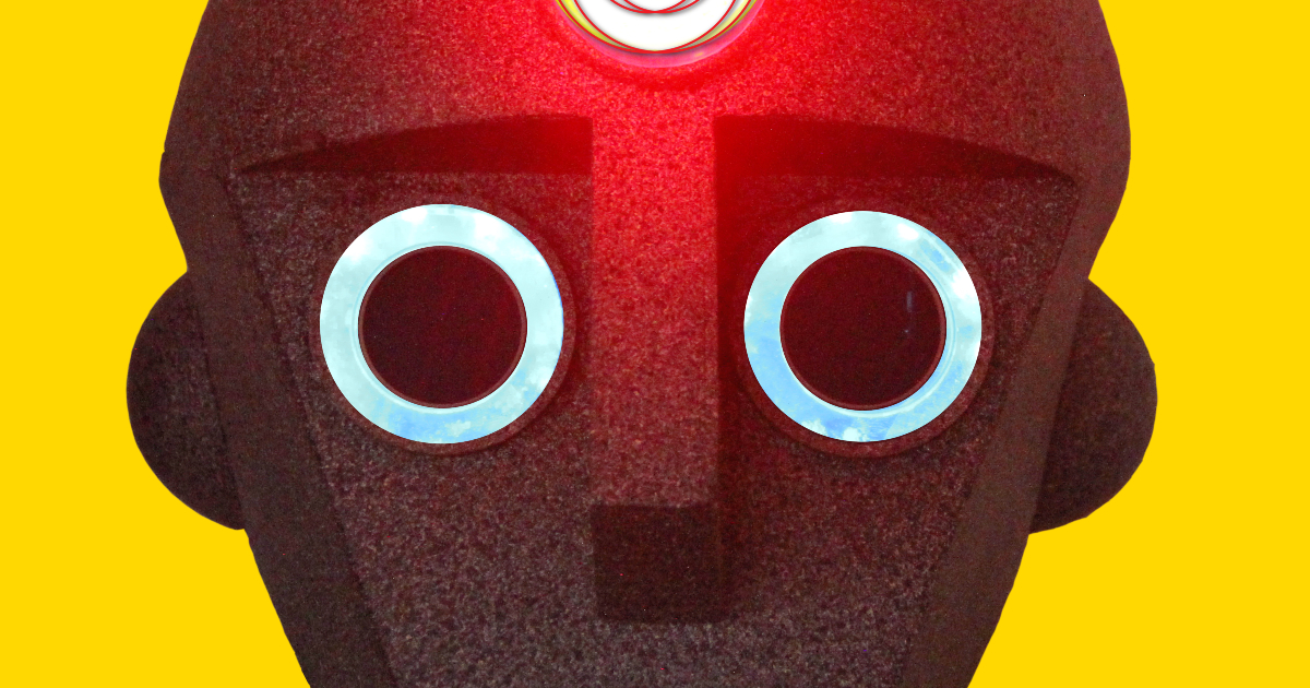isaac, il volto del robot del gioco aipop creato dai marcondiro - nerdface