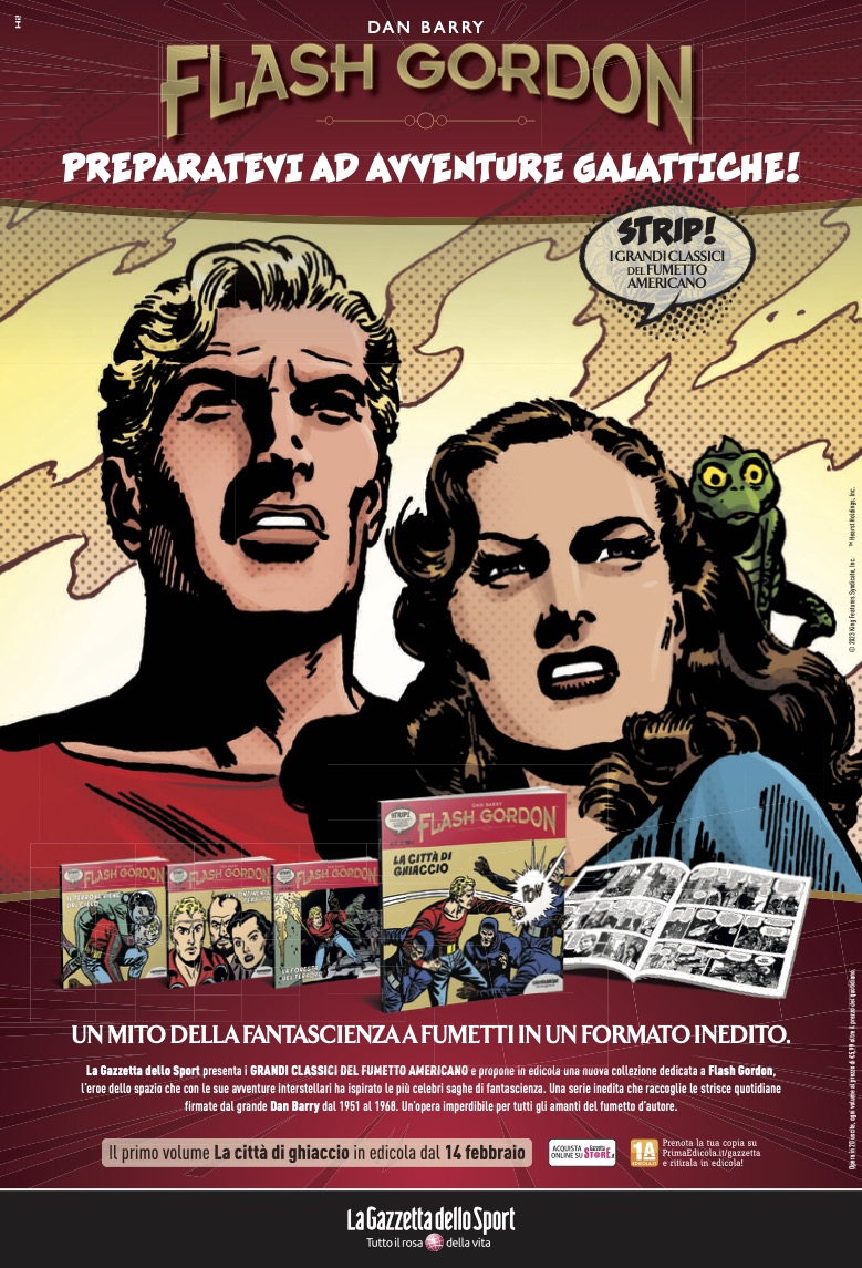 la copertina del primo numero di flash gordon in edicola con la gazzetta dello sport - nerdface