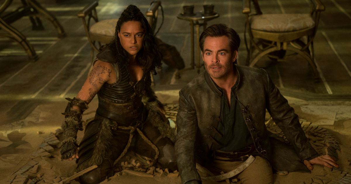 chris pine e michelle rodriguez in dungeons and dragons l'onore dei ladri - nerdface