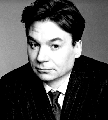 mike myers in un ritratto in bianco e nero - nerdface