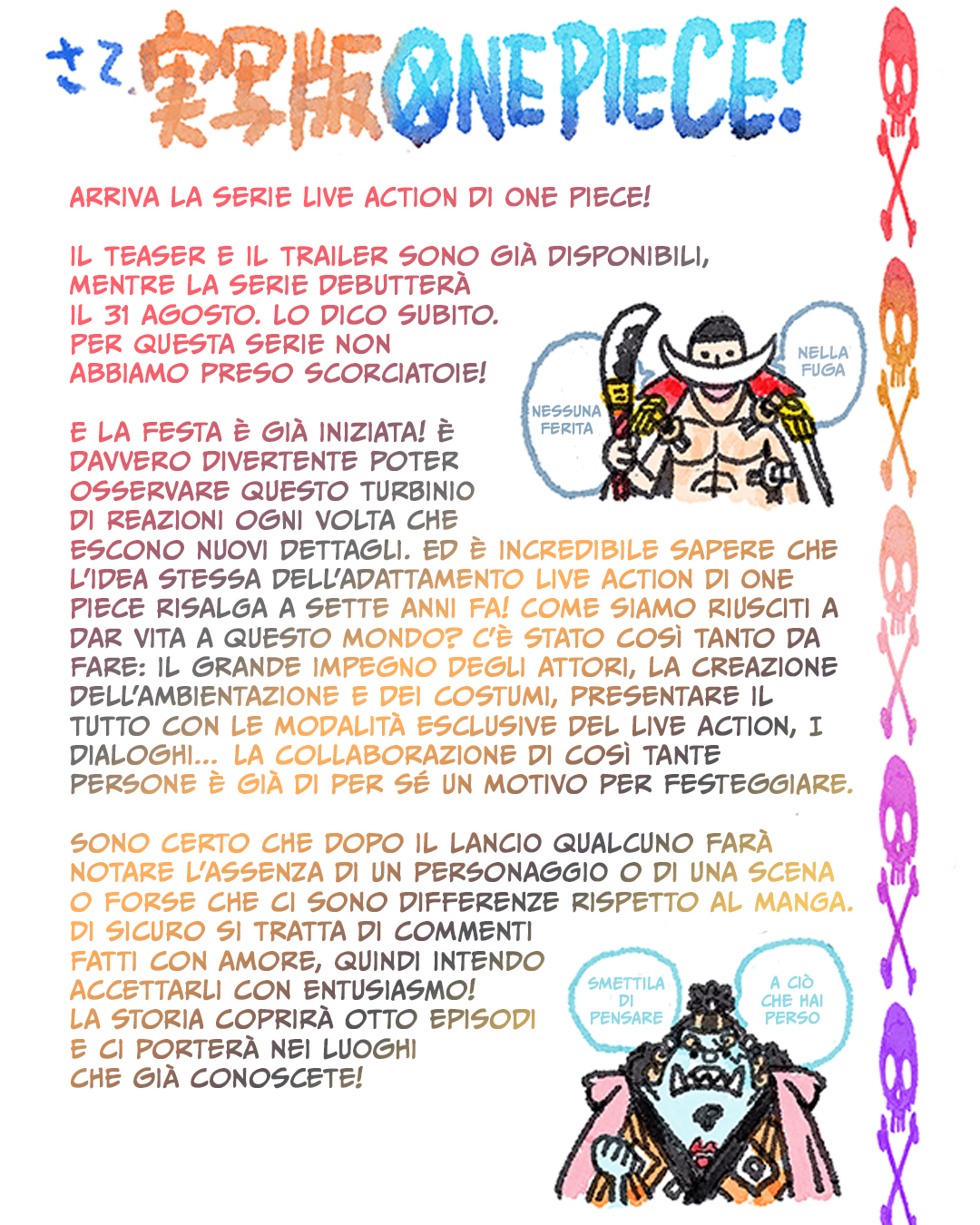 la lettera di eiichiro oda per i fani di one piece - nerdface