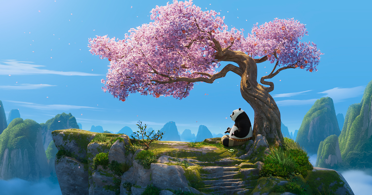 kung fu panda si riposa sotto un albero - nerdface