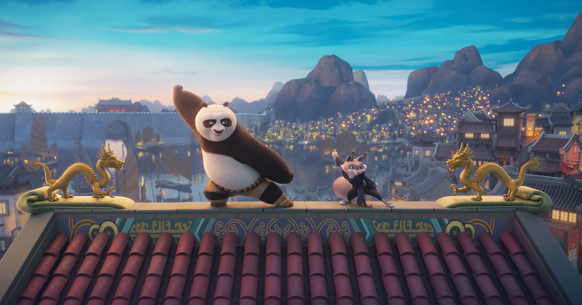 kung fu panda si allena su un tetto - nerdface
