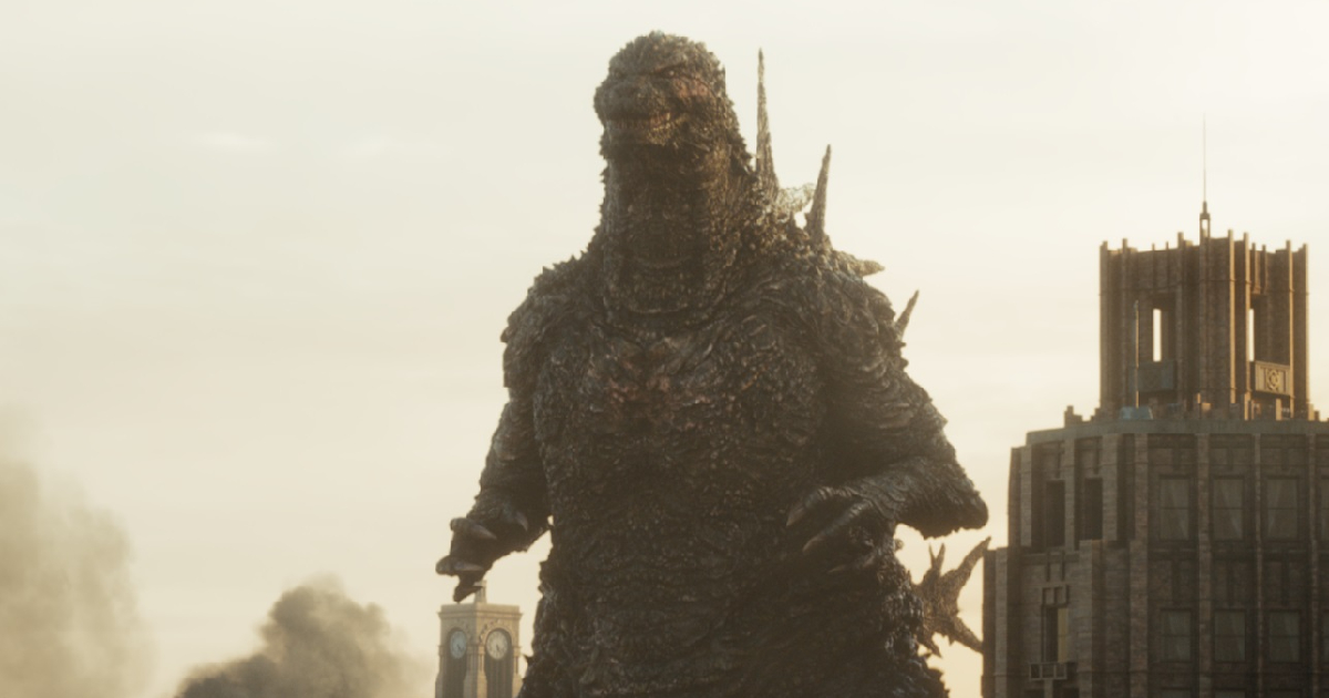 godzilla si aggira tra i palazzi in minus one - nerdface