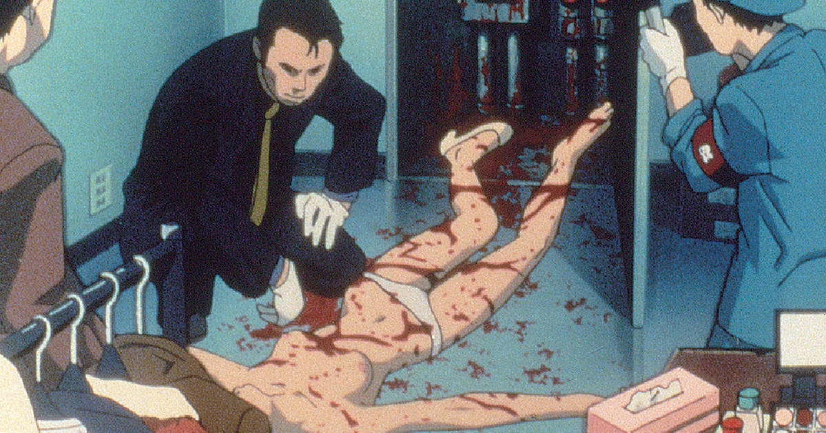 una vittima del killer di perfect blue giace a terra - nerdface