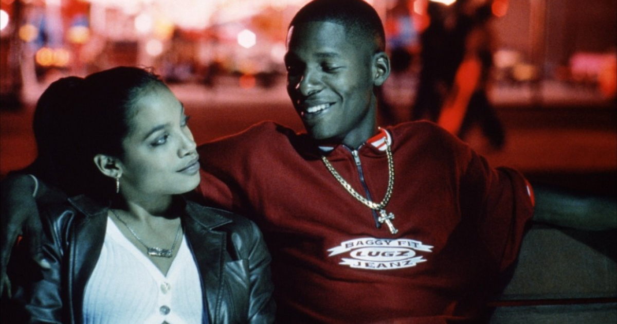 rosario dawson è abbracciata a un ragazzo sul set di he got game - nerdface