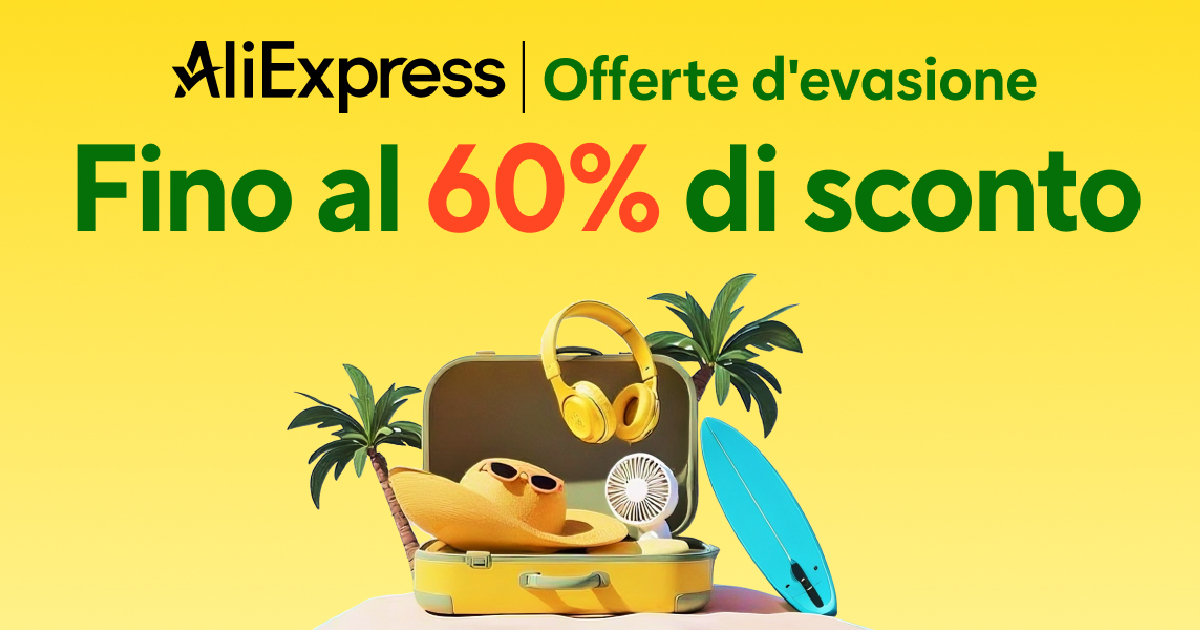 il banner della campagna offerte d'evasione di ali express - nerdface