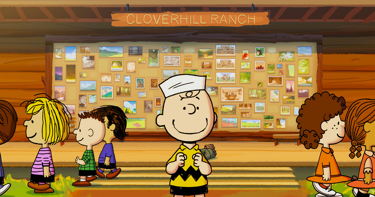 Charlie Brown si trova davantio la bacheca del campo estivo