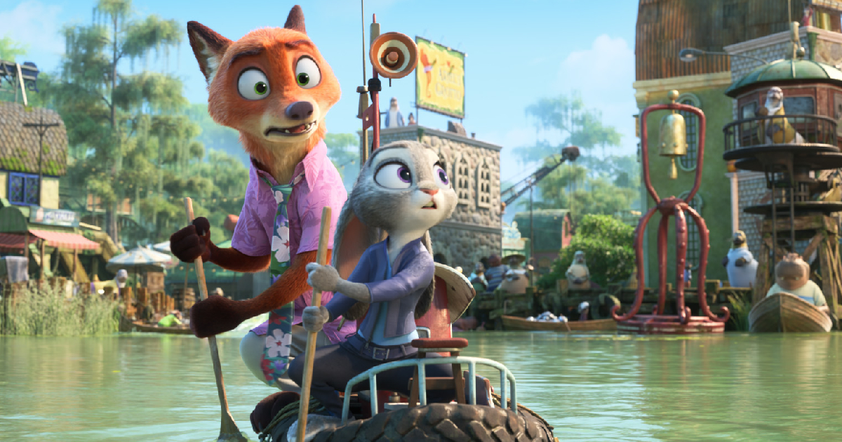 i due protagonisti di zootropolis 2 vogano su una canoa in un luogo misterioso - nerdface