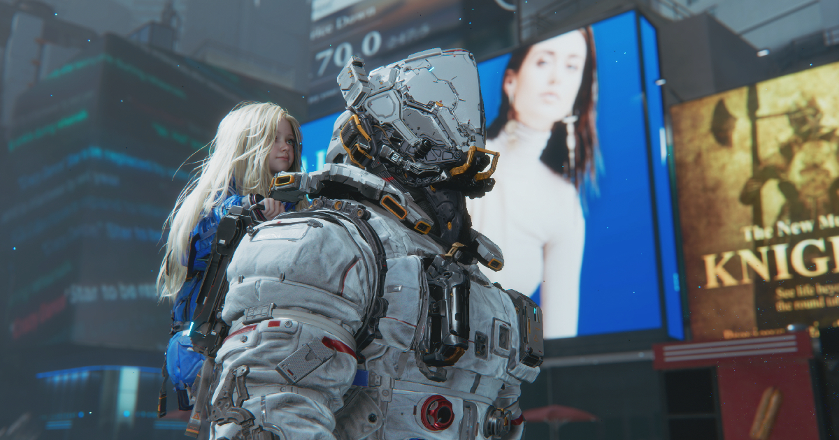 la piccola protagonista è sulle spalle del robot in pragmata - nerdface