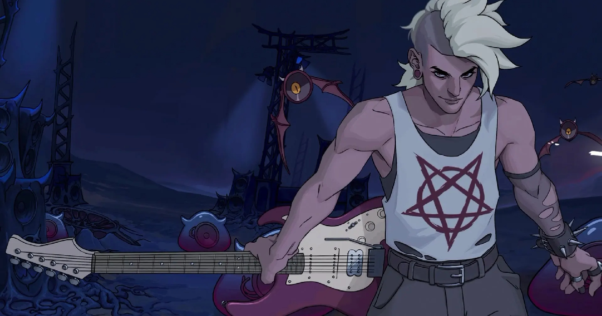 il protagonista di devil jam imbraccia una chitarra elettrica - nerdface