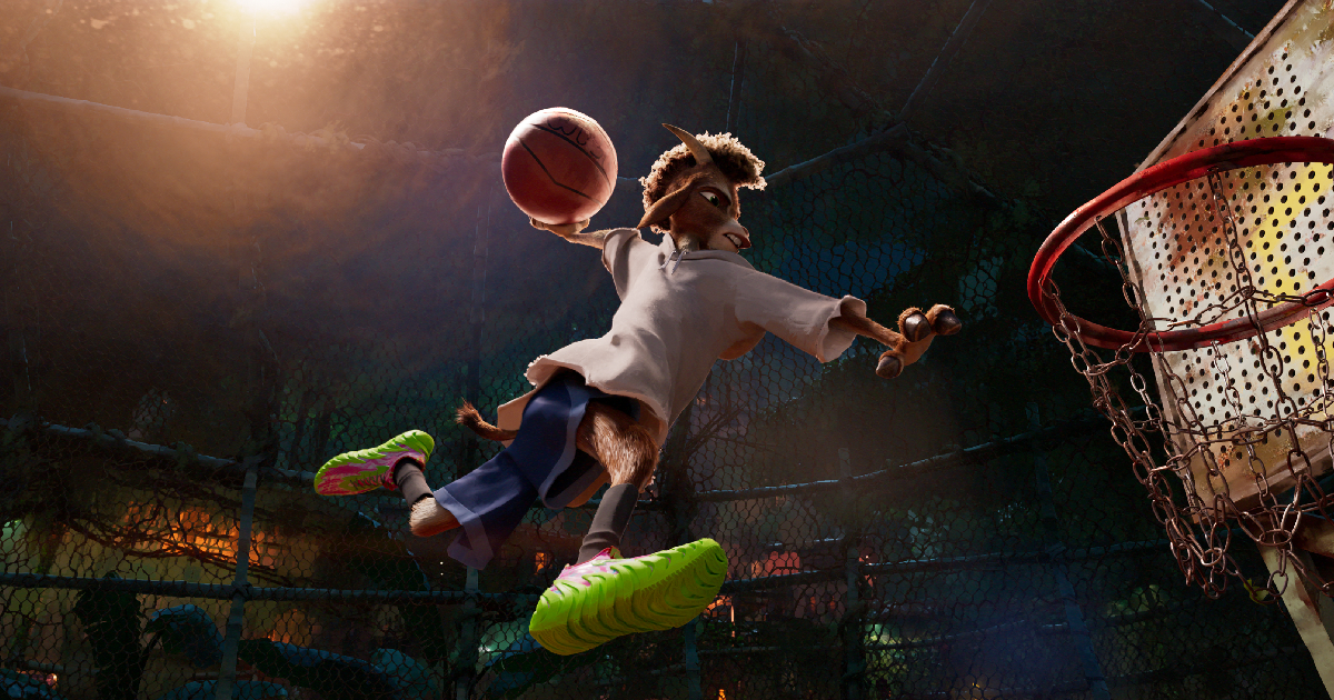 il protagonista di goat sogna in grande fa una schiacciata a canestro - nerdface