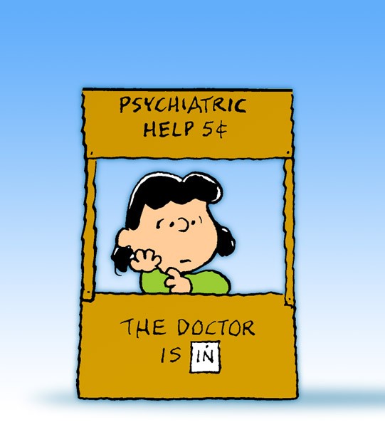 lucy ha il suo banchetto di sostegno psicologico in una striscia dei peanuts - nerdface