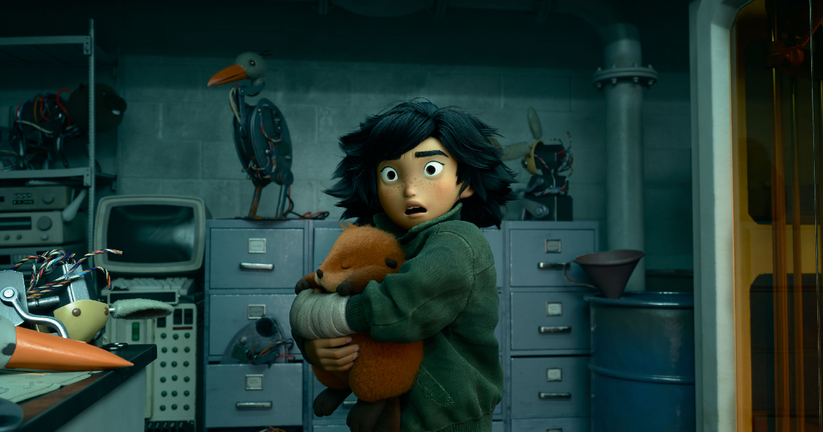 la protagonista di jumpers un salto tra gli animali stringe al petto un castoro robot - nerdface