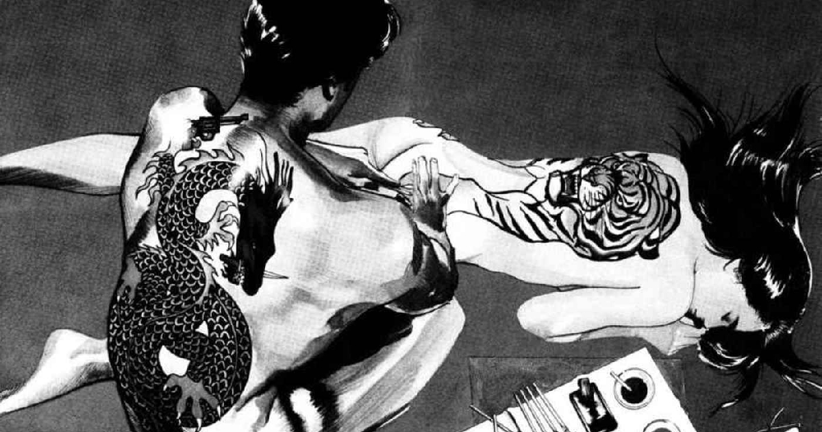 crying freeman sta tatuando una donna nel manga di kazuo koike - nerdface