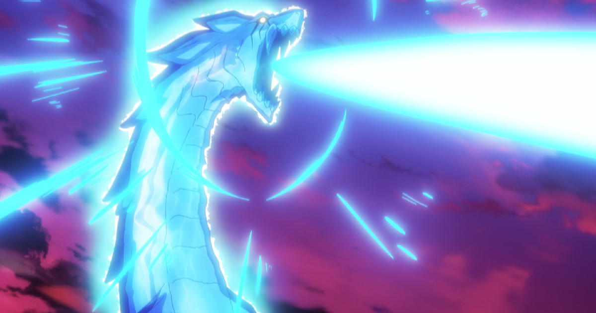 un drago azzurro sputa un raggio dalla bocca in ttigraas le lacrime del mare azzurro - nerdface